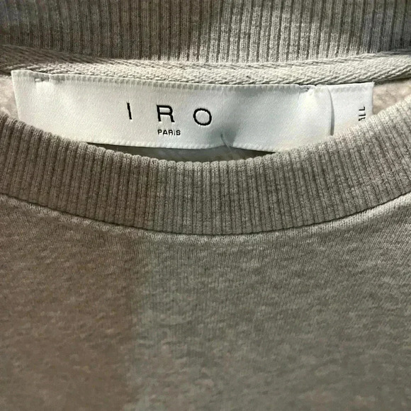 NWT IRO Paris Lusse Pleated Crewneck Sweatshirt Top Mixed Gray Grey S - Picture 5 of 7